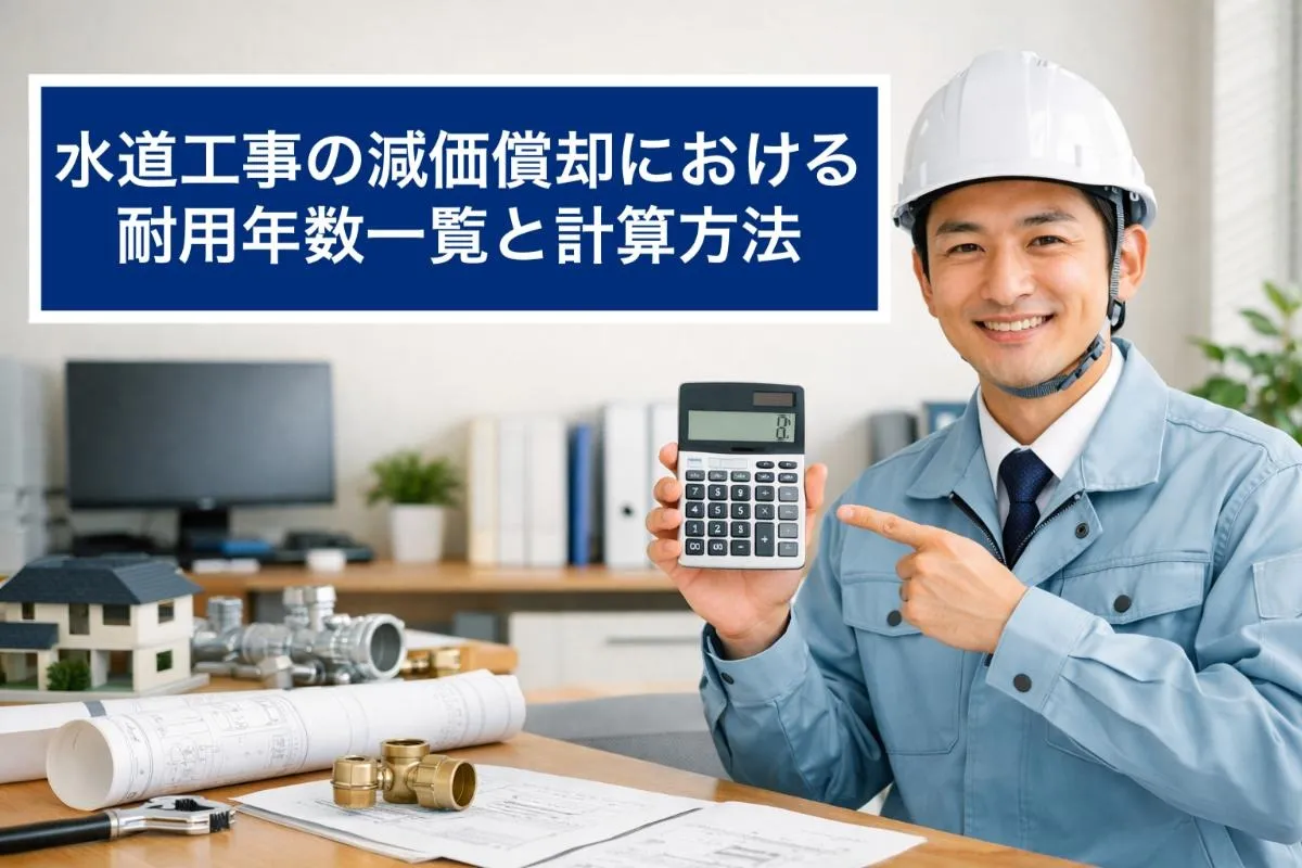 水道工事の減価償却における耐用年数一覧と計算方法